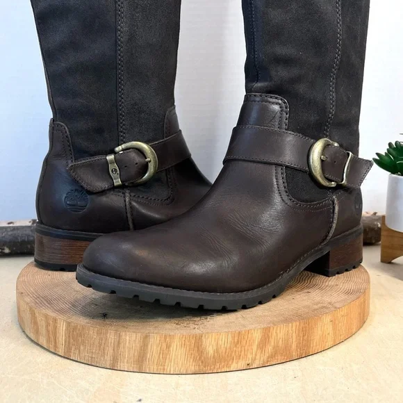 Timberland Earthkeepers | Bethel Tall Boots Dark Brown Leather Suede Buckle 8.5 - Picture 6 of 16